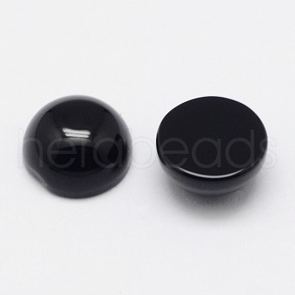 Natural Black Agate Cabochons X-G-F313-01-10mm-1