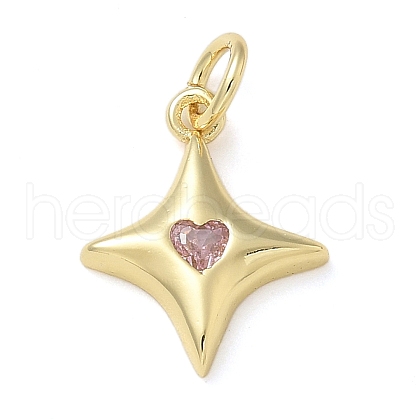Rack Plating Brass Micro Pave Cubic Zirconia Pendants X-KK-K392-54G-1