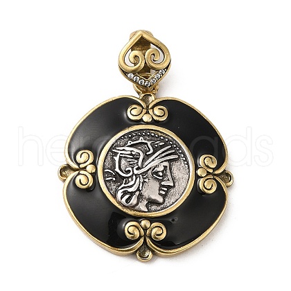 Brass with Cubic Zirconia & Enamel Pendants KK-Z033-06AS-1