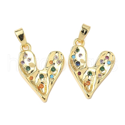 Brass Micro Pave Clear Cubic Zirconia Pendants KK-B139-03G-1