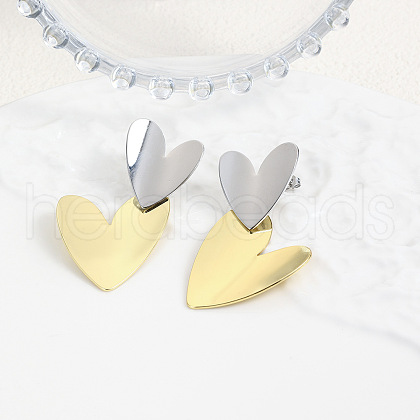 Brass Dangle Stud Earrings EJEW-S262-09GP-1
