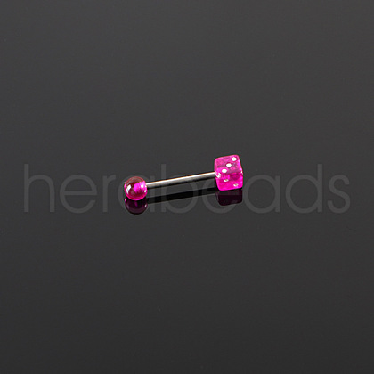 Dice 316L Surgical Stainless Steel with Acrylic Tongue Rings FS-WGEA7F0-04-1
