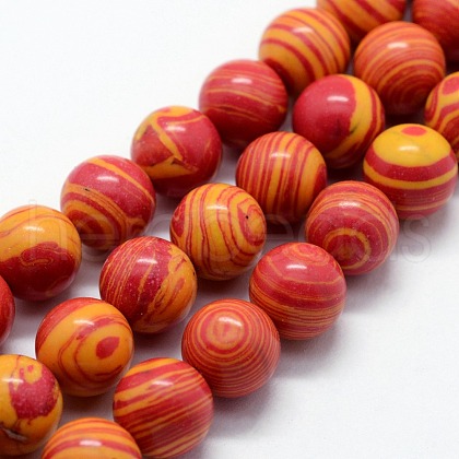 Synthetic Malachite Beads Strands X-G-I199-32-8mm-A-1