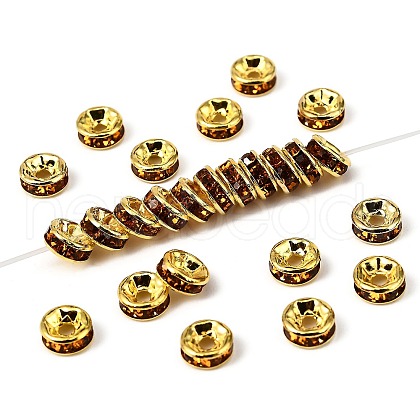 Brass Rhinestone Spacer Beads RB-A014-Z6mm-17G-1
