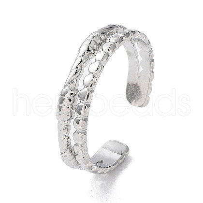 Non-Tarnish 304 Stainless Steel Double Line Open Cuff Rings RJEW-D006-06P-1
