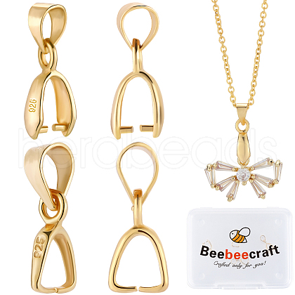 Beebeecraft 6Pcs 2 Styles 925 Sterling Silver Pendants Bails STER-BBC0006-61-1