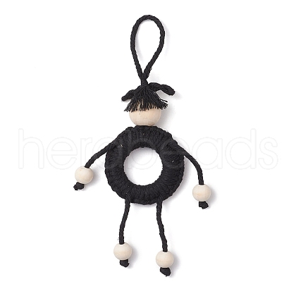 Handmade Macrame Cotton Cord Puppet Pendant Decorations HJEW-JM02656-02-1