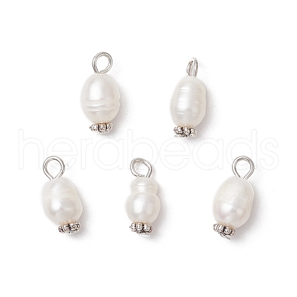 Natural Cultured Freshwater Pearl Rice Pendants PALLOY-JF03922-01-1