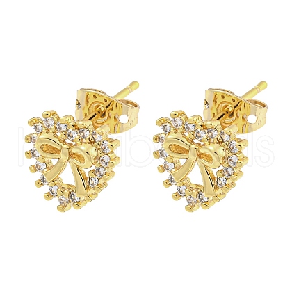 Brass Micro Pave Cubic Zirconia Ear Studs EJEW-P261-27A-G-1