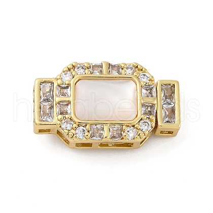 Rectangle Brass Micro Pave Clear Cubic Zirconia Box Clasps KK-G505-36G-02-1