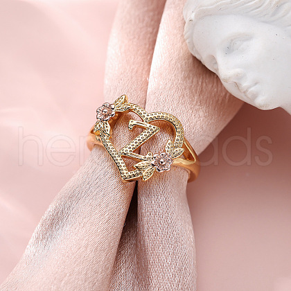 Heart with Flower Hollow Out Brass Finger Rings FS-WG99C3E-52-1