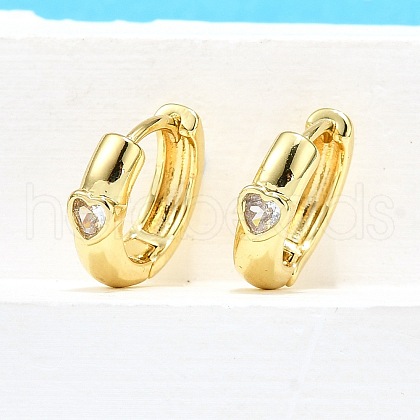 Brass Micro Pave Clear Cubic Zirconia Hoop Earrings EJEW-H157-06G-1