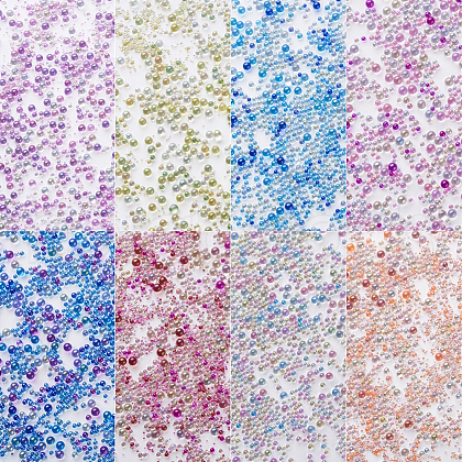 Craftdady 240G 8 Colors AB-Color Plated DIY 3D Nail Art Decoration Mini Glass Beads EGLA-CD0001-06-1