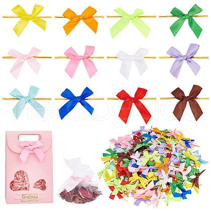   192Pcs 12 Colors Polyester Packaging Ribbon Bows DIY-PH0013-56-1