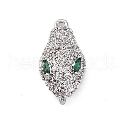Brass Clear & Green Cubic Zirconia Connector Charms KK-P289-11P-1