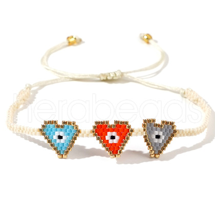 Colorful Heart Bracelet for Couples and Best Friends Handmade Beaded Eye MG2296-1