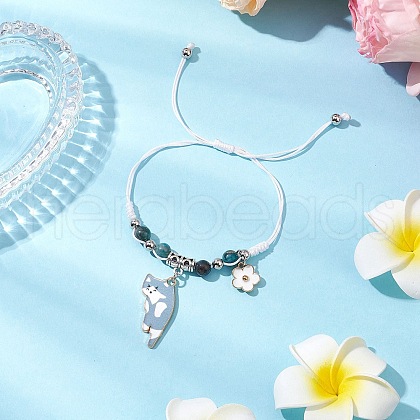 Natural Apatite Beads Braided Bead Bracelets BJEW-TA00621-02-1