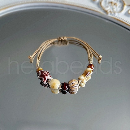 Porcelain Beads Braided Bead Bracelets for Women FS-WG0D046-05-1