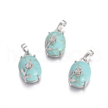 Synthetic Turquoise Pendants G-L512-I06-1