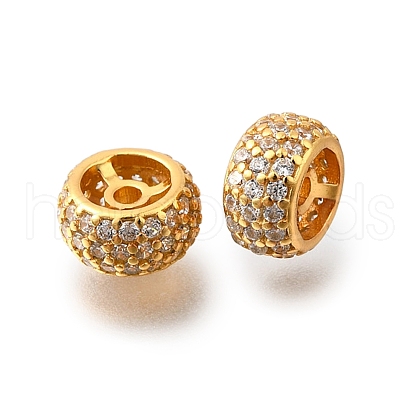 925 Sterling Silver Micro Pave Clear Cubic Zirconia Beads STER-F061-07G-1