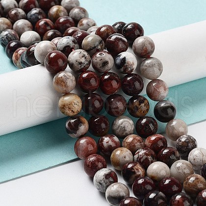 Natural Mexican Red Laguna Lace Agate Round Beads Strands G-NH0005-A31-03-1