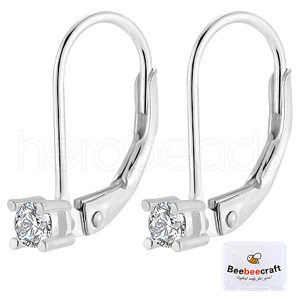 Beebeecraft 2Pairs 925 Sterling Silver Leverback Earring Findings STER-BBC0007-22-1