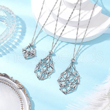 3Pcs 3 Sizes 304 Stainless Steel Macrame Pouch Empty Stone Holder Necklace Making NJEW-JN05239-1