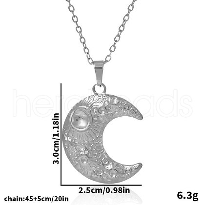 Stainless Steel Crescent Moon Pendant Necklaces for Women OI7601-1-1