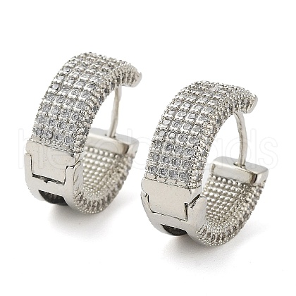 Brass Micro Pave Cubic Zirconia Hoop Earrings for Women EJEW-D086-06P-1