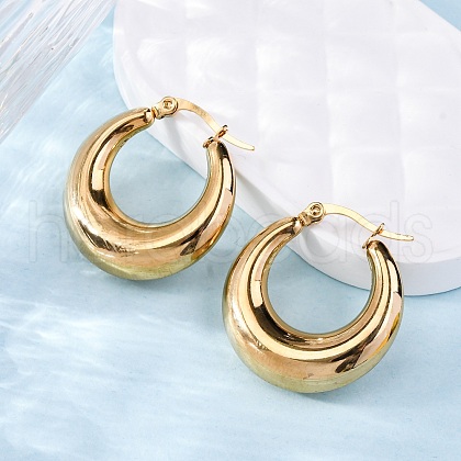 PVD Vacuum Plating 304 Stainless Steel Chunky Hoop Earrings for Women EJEW-F280-06C-G-1