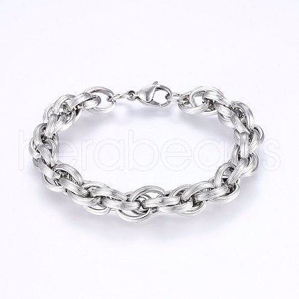 Tarnish Resistant 304 Stainless Steel Rope Chain Bracelets BJEW-F330-01P-1