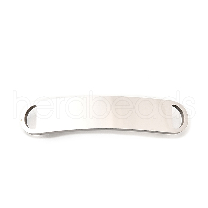 201 Stainless Steel Curved Rectangle Connector Charms STAS-R166-07P-1
