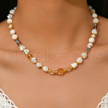 Elegant Natural Shell Nuggets Beaded Necklaces for Women ZE2381-1