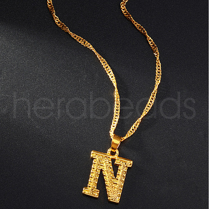Brass Initial Pendant Necklaces FS-WG68BA5-14-1
