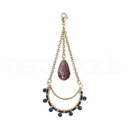 Teardrop Glass Seed & Synthetic Spinel Beads Pendant Decorations HJEW-MZ00024-03-1