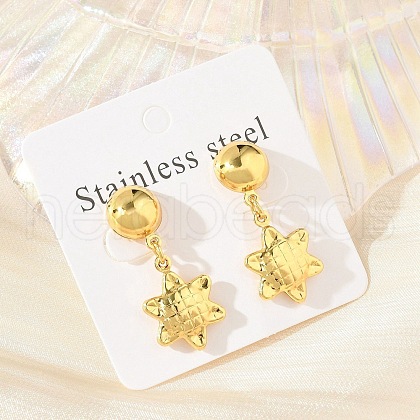 Flower 304 Stainless Steel Dangle Stud Earrings EJEW-A125-49G-1