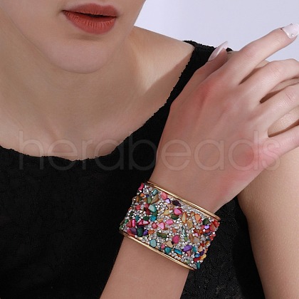 Iron Rhinestone Cuff Bangles for Women FS-WGA6AD4-01-1