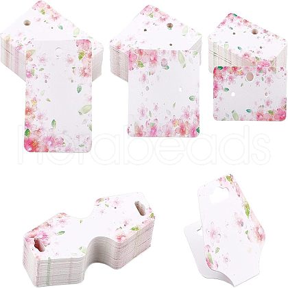 CHGCRAFT 200 Pcs 4 Styles White Cardboard Display Cards CDIS-CA0001-13-1