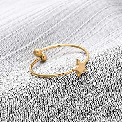 304 Stainless Steel Open Cuff Ring for Women RJEW-A071-01E-G-1