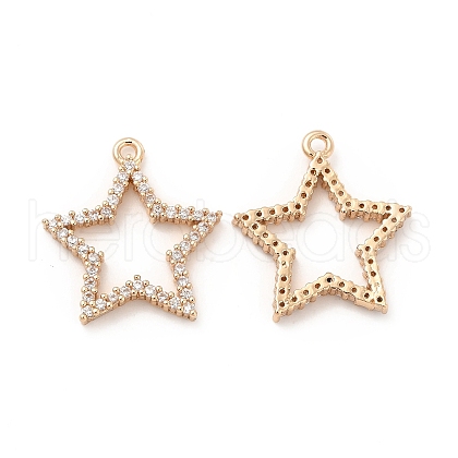 Brass Micro Pave Cubic Zirconia Pendants KK-E071-14KCG-1