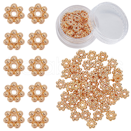 HOBBIESAY 50Pcs Brass Daisy Spacer Beads KK-HY0003-79-1