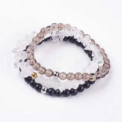 Natural Mixed Gemstone Stretch Bracelets BJEW-JB03365-04-1