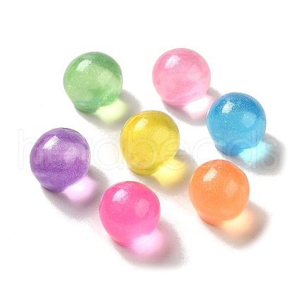Transparent Resin Sphere Decoden Cabochons with Glitter Powder RESI-E053-08A-1