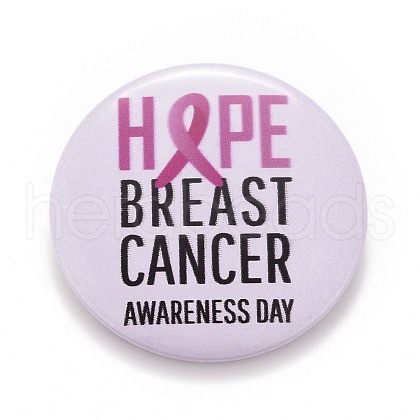 Breast Cancer Awareness Month Tinplate Brooch Pin JEWB-G016-01P-08-1