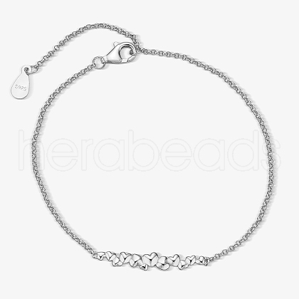 Anti-Tarnish S925 Sterling Silver Heart Bracelets for Women IE2914-2-1