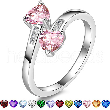 Heart 304 Stainless Steel with Cubic Zirconia Cuff Rings FS-WG2909F-28-1