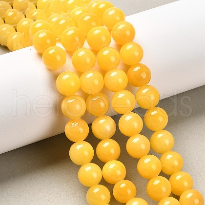 Natural Yellow Jade Beads Strands JBR10mm-7-1