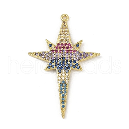 Brass Micro Pave Cubic Zirconia Pendants KK-M322-45G-1