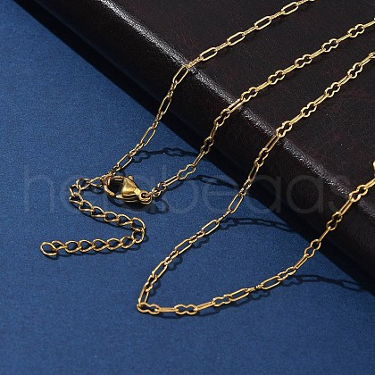304 Stainless Steel Peanut Link Chain Necklaces for Women NJEW-U050-03G-1