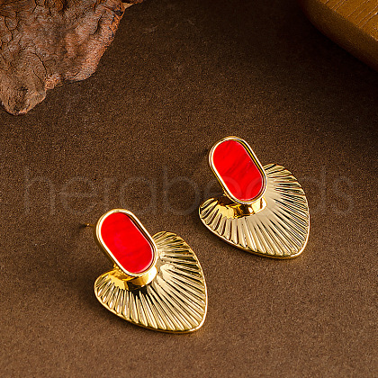 Oval with Heart Alloy Dangle Stud Earrings FS-WG677E1-01-1